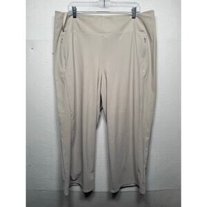 Athleta Activewear Cosmic Wide Leg Pants, Beige, Size 18